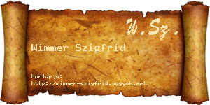 Wimmer Szigfrid névjegykártya